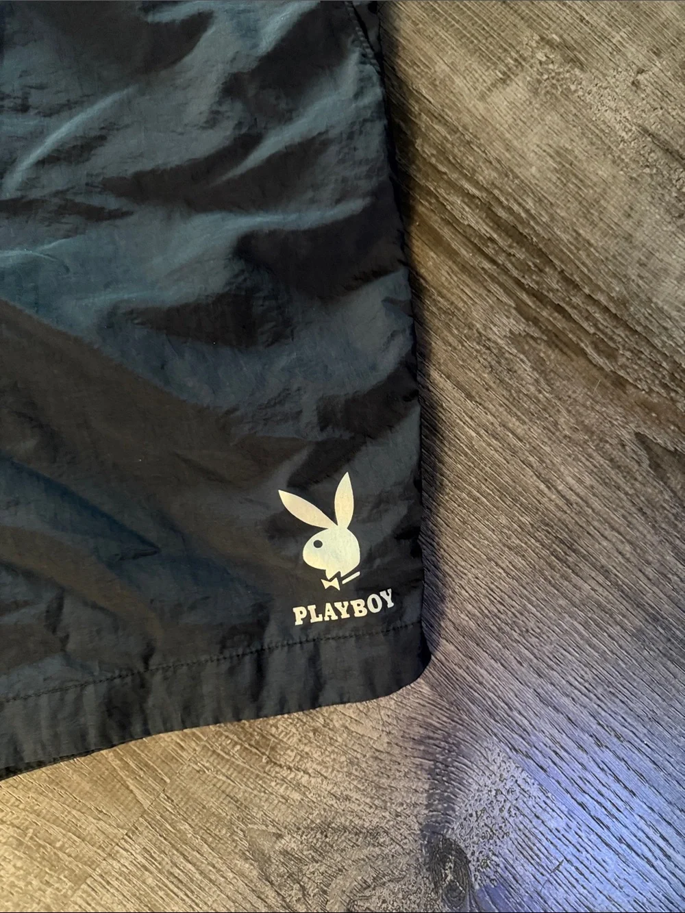 PLAYBOY Black Men’s Swim Trunks with Bunny Logo